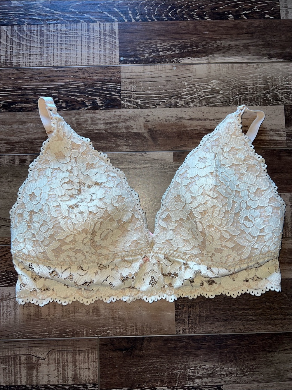 Nursing Lace Plunge Bralette in Cream — Soft Floral Design